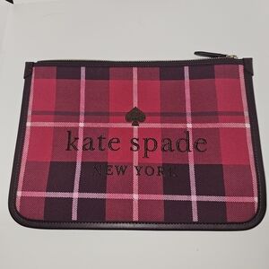 Kate Spade Red Plaid Large Clutch NWT
